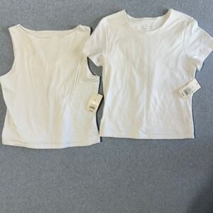 A New Day Tops Set Minimalist Small White NEW T-Shirt and Tank Top Bundle